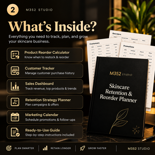 M352 Skincare Retention & Reorder Planner