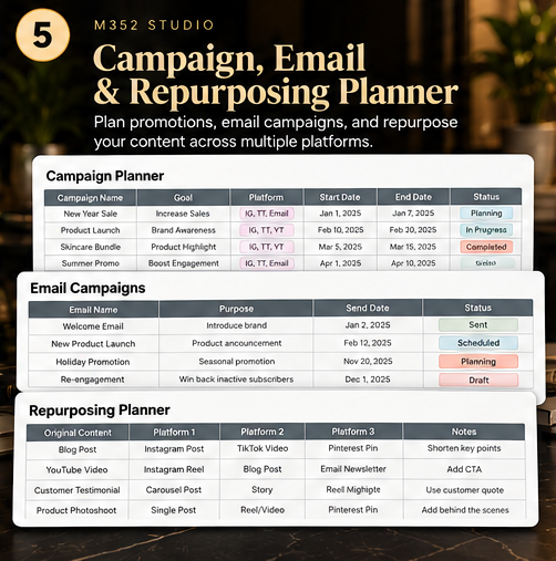 M352 Studio Content Planner — Sistema Completo de Planificación de Contenidos