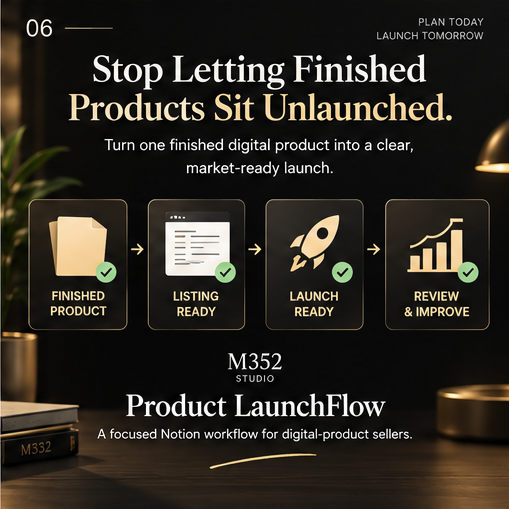 M352 Product LaunchFlow final workflow from finished product through listing ready, launch ready, and review